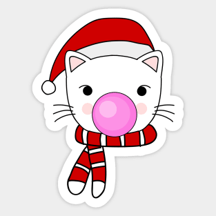 Cute and Funny Christmas Cat Bubblegum Sticker